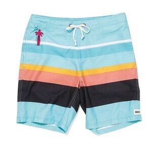 REEF- NEW Simple Striped Aqua Boardshorts [Men's Size 32]